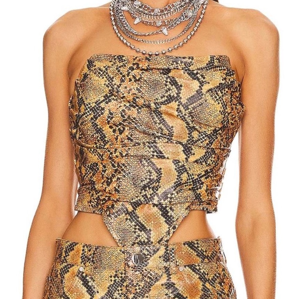 FINAL SALE - REVOLVE - NBD Brown and Tan Snake Print Top